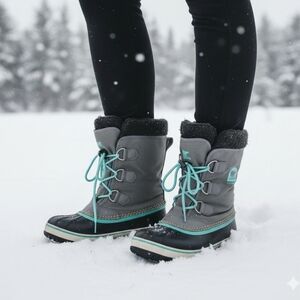 Sorel Gray and Black /Teal Winter Boots